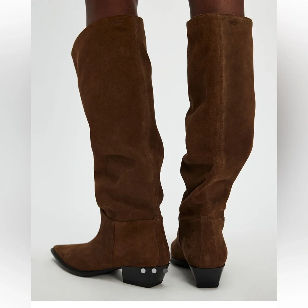 Cassie Tall Vagabond Slouch Boot in Mocha Brown - Picture 6 of 16